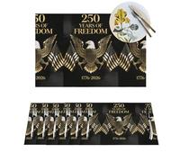 Woven Placemats 250th Anniversary USA with Bald Eagle (2) Durable Table Mats Indoor Place mats Washable Non-Slip Heatproof Woven Placemats for Dining PVC Place Mat for Dinners Wedding Parties