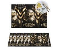 Woven Placemats 250th Anniversary USA with Bald Eagle Durable Table Mats Indoor Place mats Washable Non-Slip Heatproof Woven Placemats for Dining PVC Place Mat for Dinners Wedding Parties