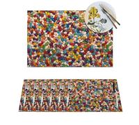 Woven Placemats Assorted Jelly Beans Durable Table Mats Indoor Place mats Washable Non-Slip Heatproof Woven Placemats for Dining PVC Place Mat for Dinners Wedding Parties