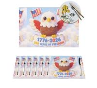 Woven Placemats Cute Cartoon American Bald Eagle (3) Durable Table Mats Indoor Place mats Washable Non-Slip Heatproof Woven Placemats for Dining PVC Place Mat for Dinners Wedding Parties