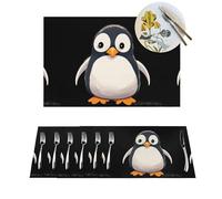 Woven Placemats Cute Penguinm Durable Table Mats Indoor Place mats Washable Non-Slip Heatproof Woven Placemats for Dining PVC Place Mat for Dinners Wedding Parties