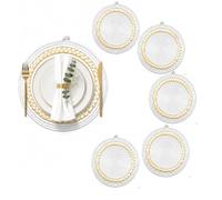Woven Placemats, Handmade Boho Set of 6 30cm Round Cotton Rope and Corn Husk Table Mats, Heat Resistant Farmhouse Rustic Place Mats for Dining Table Kitchen Decor (White)