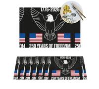Woven Placemats Minimalist American Bald Eagle 250th (2) Durable Table Mats Indoor Place mats Washable Non-Slip Heatproof Woven Placemats for Dining PVC Place Mat for Dinners Wedding Parties