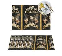 Woven Placemats Retro 250th American Bald Eagle Durable Table Mats Indoor Place mats Washable Non-Slip Heatproof Woven Placemats for Dining PVC Place Mat for Dinners Wedding Parties