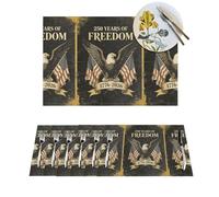 Woven Placemats Vintage 250th American Bald Eagle Durable Table Mats Indoor Place mats Washable Non-Slip Heatproof Woven Placemats for Dining PVC Place Mat for Dinners Wedding Parties