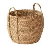 Woven Planter Basket 10.2x11.8 Inch Seagrass Planter Basket Round Rattan Planter With Handle Wicker Plant Basket