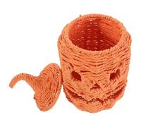 Woven Pumpkin Lampshade Cover Rustic Paper Metal Orange Decor