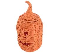 Woven Pumpkin Lampshade Orange Paper Metal Rustic Tabletop