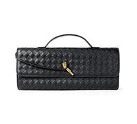 Woven Purse for Women Evening Clutch Woven Leather Handbags Crossbody Bag Formal Evening bag, Black Woven Leather