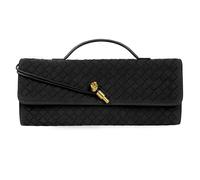 Woven Purse for Women Evening Clutch Woven Leather Handbags Crossbody Bag Formal Evening Bag, Black Woven Suede
