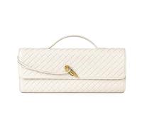 Woven Purse for Women Evening Clutch Woven Leather Handbags Crossbody Bag Formal Evening bag, Blush White Woven Leather
