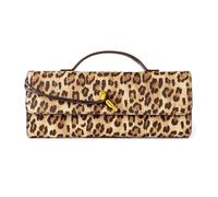 Woven Purse for Women Evening Clutch Woven Leather Handbags Crossbody Bag Formal Evening Bag, Brown Leopard, S