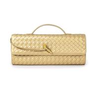 Woven Purse for Women Evening Clutch Woven Leather Handbags Crossbody Bag Formal Evening bag, Champagne Gold Woven Leather