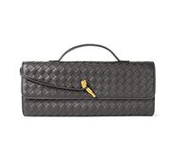 Woven Purse for Women Evening Clutch Woven Leather Handbags Crossbody Bag Formal Evening Bag, Charcoal Woven Leather, M
