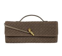 Woven Purse for Women Evening Clutch Woven Leather Handbags Crossbody Bag Formal Evening Bag, Coffee Woven Suede