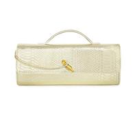 Woven Purse for Women Evening Clutch Woven Leather Handbags Crossbody Bag Formal Evening Bag, Golden Croco, 13 cm (H) x 31 cm (L) x 4 cm (W)