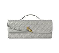 Woven Purse for Women Evening Clutch Woven Leather Handbags Crossbody Bag Formal Evening Bag, Light Gray Woven Leather