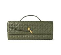 Woven Purse for Women Evening Clutch Woven Leather Handbags Crossbody Bag Formal Evening Bag, Olive Woven Leather