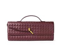 Woven Purse for Women Evening Clutch Woven Leather Handbags Crossbody Bag Formal Evening bag, Wine Woven Leather