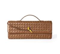 Woven Purse For Women Evening Clutch Woven Leather Handbags Crossbody Bag Suede Purse Formal Evening bag, Chestnut Woven