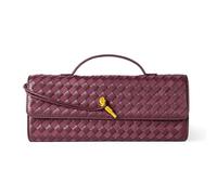 Woven Purse For Women Evening Clutch Woven Leather Handbags Crossbody Bag Suede Purse Formal Evening bag, Wine Woven