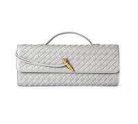 Woven Purse For Women Evening Clutch Woven Leather Handbags Crossbody Bag Suede Purse Formal Evening bag, Dove Gray Woven Leather & Suede