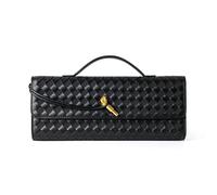 Woven Purse For Women Evening Clutch Woven Leather Handbags Crossbody Bag Suede Purse Formal Evening bag, Black Woven Leather & Suede