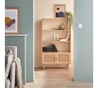 Woven Rattan Bookcase With Storage Cupboard Natural - Sweeek