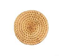 Woven Rattan Coasters Functioning as Insulation Pads and Placemats for Teacups Bowls and Cookware in Home and Dining Settings (10cm)