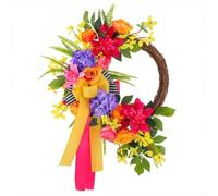 Woven Rattan Front Door Wreath 55cm Spring Floral Decor