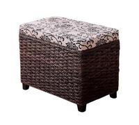 Woven Rattan Storage Ottoman with Cushion Seat Flip-Top Entryway Shoe Stool Natural Rattan Bench for Hallway Room Solid Construction (Brown 60x30x40 cm)