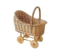 Woven Rattan Stroller Flower Basket with Handle, Vintage Wicker Baby Carriage Basket, Gift Baskets Baby Carriage Decor For Wedding, Party, Celebration And Floral Arrangements present(S)