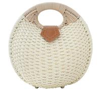 Woven Rattan Tote for Women, White Straw Beach Handbag with Shell Design, Perfect for Casual Outings and Adventures