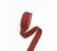 Woven Raw Edge Ribbon, Brick Red, Plain Weave, 2cm Width, 9 Meters Length, 105