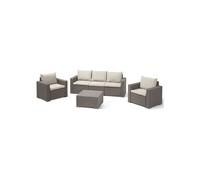 Woven resin garden furniture set imitating rattan ALLIBERT with coffee table - 5 people - California - Beige