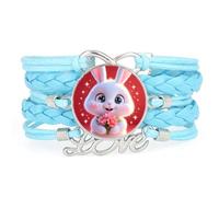 Woven Rope Big Eyes Rabbit Love Adjustable Leather Braided Bracelet Blue