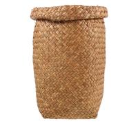 Woven round Waste Basket with Reinforced Rolled Rim Open Top Design | Rustic Farmhouse Style with Natural Rattan Texture, for Kitchen and Living Room Corners, Suitable for Home and Office Use