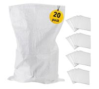 Woven Rubble Builder Sacks, Heavy Duty Builders Bags | White, Polypropylene, 20’’ x 30’’/50cm x 75cm | Garden Waste Bags, Large Industrial Sack, Sand Bags (20-Pack)