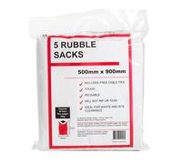 Woven Rubble Sacks x 5 + Free Cable Ties. Heavy Duty Sacks Great for General Rubble and Waste