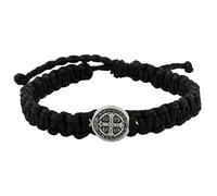 Woven Saint Benedict Bracelets | Sturdy Adjustable Cords with St. Benedict Medal | Patron Saint of Students and Europe | Great Catholic Gift for Confirmation, Metal, no gemstone