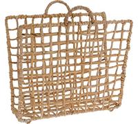 Woven Seagrass Newspaper Holder Magazine Rack Basket with Handles - Rustic Natural Storage Organiser for Newspapers, Magazines, Books & Living Room Decor - 39 x 10 x 35cm