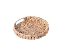 Woven Seagrass Serving Tray with Handles Round Multi Purpose Decorative Drinks Serving Tray Living Room Dining Room Kitchen Serveware (Small)