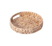 Woven Seagrass Serving Tray with Handles Round Multi Purpose Decorative Drinks Serving Tray Living Room Dining Room Kitchen Serveware (Medium)