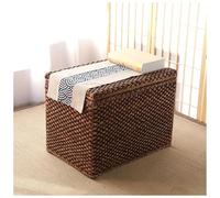 Woven Seagrass Storage OttomanRustic Farmhouse Wicker Trunk & End of Bed Bench Chest Rattan Footrest Stool for Living Room Brown 20x16x18in Stylish & Functional Storage Solution