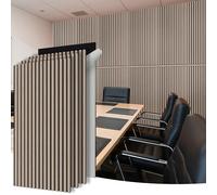 WoveN SounD Acoustic Slat Wall Panels, 47.2x23.6x0.8 Inch, High Density, Sound Dampening, Decorative Noise Blocker Felt Wall Tiles for Ceilings, Home Office & Gaming Room (4 Pcs, Dark Camel and Black)