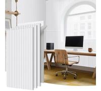 WoveN SounD Acoustic Slat Wall Panels, 47.2x23.6x0.8 Inch, High Density, Sound Dampening, Decorative Noise Blocker Felt Wall Tiles for Ceilings, Home Office & Gaming Room (4 Pcs, Snow White)