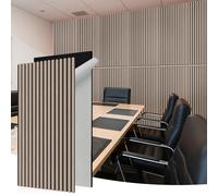 WoveN SounD Acoustic Slat Wall Panels, 47.2x23.6x0.8 Inch, High Density, Sound Dampening, Decorative Noise Blocker Felt Wall Tiles for Ceilings, Home Office & Gaming Room (2 Pcs, Dark Camel and Black)