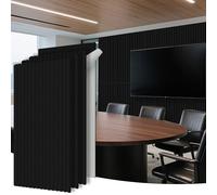 WoveN SounD Acoustic Slat Wall Panels, 47.2x23.6x0.8 Inch, High Density, Sound Dampening, Decorative Noise Blocker Felt Wall Tiles for Ceilings, Home Office & Gaming Room (4 Pcs, Black)