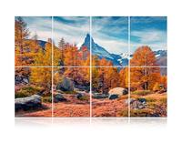 Woven Sound Art Acoustic Panels, Sound Absorbing, Wall Decoration, Suitable for Artistic Noise Reduction, Bedroom Studios & Home Theaters (Golden Trees-Rocks & Peak), 48x32x0.4 Inch