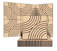 WoveN SounD Artisan Acoustic Panels, Natural Oak, 24x24 Inch, 8 Pack, Interlaced Arcs |Wood Veneer|Adhesive|Sound Absorbing|Sound Dampening|Sound Proof|Wall Panels|Interior Wall Decor|Home|Studio|